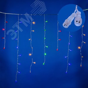 Бахрома светодиодная с эффектом мерцания 25м соединяемая 440 светодиодов разноцветный свет прозрачный провод ULD-B25006-440/TTK MULTI IP44 - фото 3