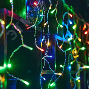 Бахрома светодиодная с эффектом мерцания 25м соединяемая 440 светодиодов разноцветный свет прозрачный провод ULD-B25006-440/TTK MULTI IP44 - фото 5