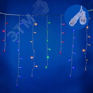 Бахрома светодиодная со статическим свечением 6м соединяемая 200 светодиодов разноцветный свет прозрачный провод ULD-B6007-200/STK MULTI IP44 - фото 3