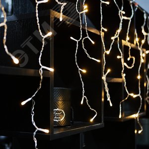 Бахрома светодиодная со статическим свечением 6м соединяемая 200 светодиодов теплый белый свет прозрачный провод ULD-B6007-200/STK WARM WHITE IP44 - фото 4