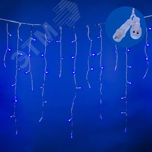 Бахрома светодиодная со статическим свечением 6м Соединяемая 200 светодиодов Синий свет Провод прозрачный ULD-B6007-200/STK BLUE IP44  ТМ Uniel - фото 2