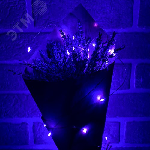 Гирлянда светодиодная Роса на батарейках 2AA не в комплекте 2 м 20 светодиодов фиолетовый свет медный провод ULD-S0200-020/SСB/2AA PURPLE IP20 DEW - фото 8