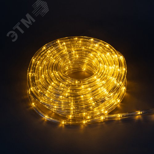 Изображение товара Гирлянда светодиодная Дюралайт 15м Коннектор в комплекте. Желтый свет Провод черный ТМ Uniel ULD-D50 15M/С08 IP44 YELLOW (шт)