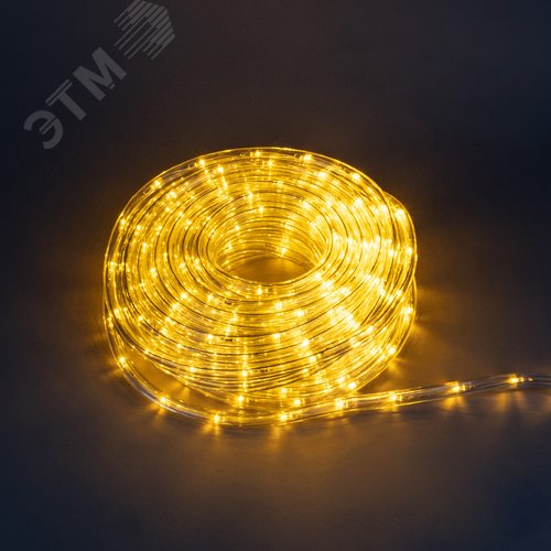 Гирлянда светодиодная Дюралайт 15м Коннектор в комплекте. Желтый свет Провод черный ТМ Uniel ULD-D50 15M/С08 IP44 YELLOW - фото 3