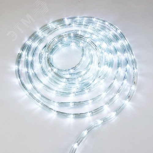 Изображение товара Гирлянда светодиодная Дюралайт 15м Коннектор в комплекте Белый свет Провод черный ТМ Uniel ULD-D50 15M/С08 IP44 WHITE (шт)