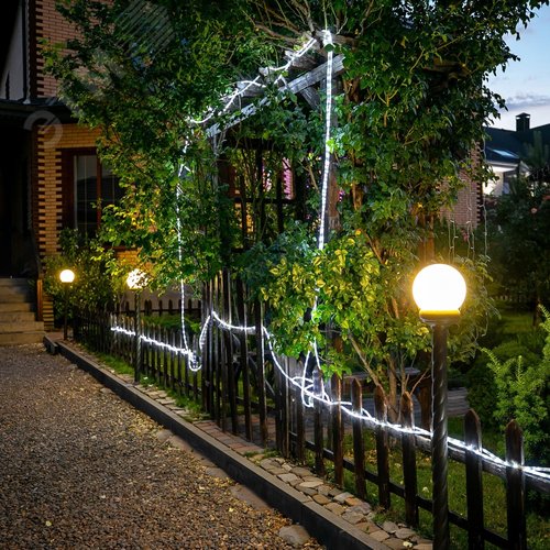 Гирлянда светодиодная Дюралайт 15м Коннектор в комплекте Белый свет Провод черный ТМ Uniel ULD-D50 15M/С08 IP44 WHITE - фото 7