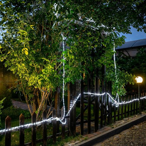 Гирлянда светодиодная Дюралайт 15м Коннектор в комплекте Белый свет Провод черный ТМ Uniel ULD-D50 15M/С08 IP44 WHITE - фото 8