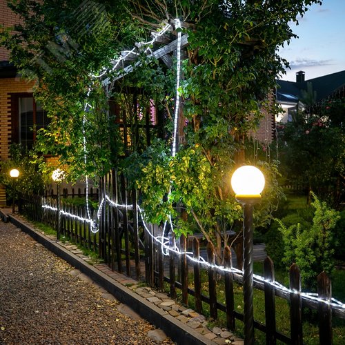 Гирлянда светодиодная Дюралайт 15м Коннектор в комплекте Белый свет Провод черный ТМ Uniel ULD-D50 15M/С08 IP44 WHITE - фото 9