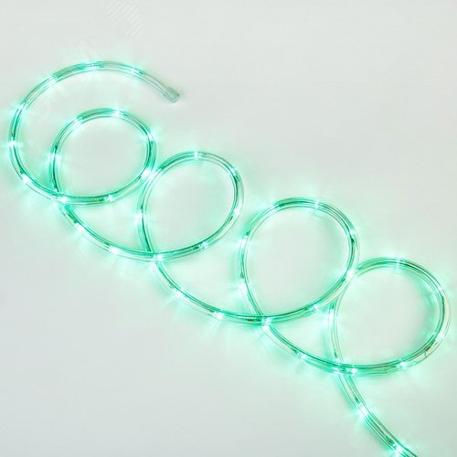 Гирлянда светодиодная Дюралайт 15 м Коннектор в комплекте Зеленый свет черный провод ТМ ULD-D50 15M/С08 IP44 GREEN - фото 1