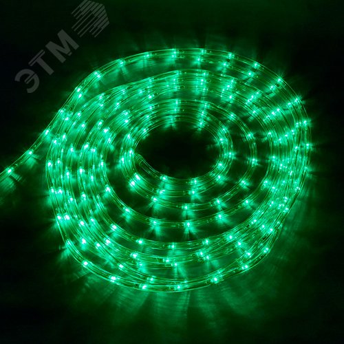 Гирлянда светодиодная Дюралайт 15 м Коннектор в комплекте Зеленый свет черный провод ТМ ULD-D50 15M/С08 IP44 GREEN - фото 2