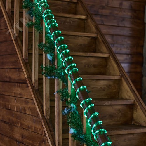 Гирлянда светодиодная Дюралайт 15 м Коннектор в комплекте Зеленый свет черный провод ТМ ULD-D50 15M/С08 IP44 GREEN - фото 7