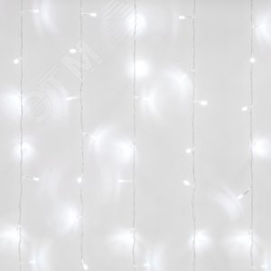 Гирлянда Занавес светодиодный 15х15 м 100 светодиодов прозрачный провод ULD-C1515-100/DTA WHITE IP20 - фото 1
