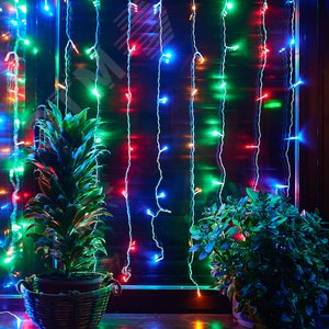 Гирлянда Занавес светодиодный 1,5х1,5 м 100 светодиодов разноцветный свет прозрачный провод ULD-C1515-100/DTA MULTI IP20 - фото 6