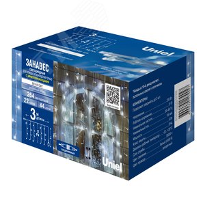 Гирлянда Занавес светодиодный с эффектом мерцания 3х2 м 264 светодиода белый свет прозрачный провод ULD-C3020-264/TTK WHITE IP44 TM - фото 3