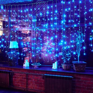 Гирлянда Занавес светодиодный с эффектом мерцания 3х2 м 264 светодиода синий свет прозрачный провод ULD-C3020-264/TTK BLUE IP44 TM - фото 4