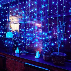Гирлянда Занавес светодиодный с эффектом мерцания 3х2 м 264 светодиода синий свет прозрачный провод ULD-C3020-264/TTK BLUE IP44 TM - фото 6