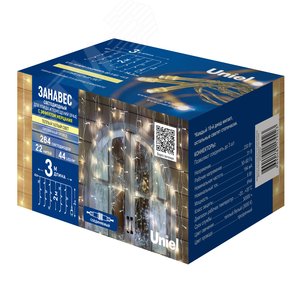 Гирлянда Занавес светодиодный с эффектом мерцания 3х2 м 264 светодиода теплый прозрачный провод ULD-C3020-264/TTK WARM WHITE IP44 - фото 4