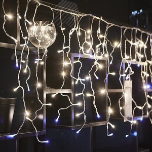 Бахрома светодиодная с эффектом мерцания 25м соединяемая 440 светодиодов теплый белый и белый свет прозрачный провод ULD-B25006-440/TTK WARMWHITE-WHITE IP44 - фото 4