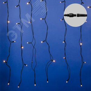 Гирлянда Занавес светодиодный с эффектом мерцания 3х2 м Соединяемый 384 светодиода теплый белый свет черный провод ULD-C3020-384/TBK WARM WHITE IP67 TM - фото 2