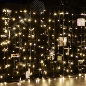 Гирлянда Занавес светодиодный с эффектом мерцания 3х2 м Соединяемый 384 светодиода теплый белый свет черный провод ULD-C3020-384/TBK WARM WHITE IP67 TM - фото 4