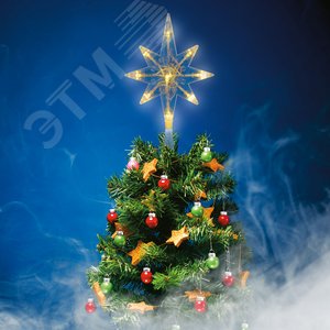 Украшение светодиодное для елки Звезда-5 на батарейках 2АА не в/к 15*25 см 9 светодиодов Теплый белый свет Прозрачный провод ULD-H1525-009/STB/2AA WARM WHITE STAR-5 TM - фото 3