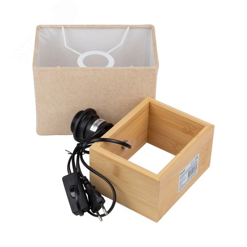 Светильник настольный UML-B401 E27 LIGHT GREY/WOOD декоративный под лампу Е27, 40W. Механический выключатель. Светло-серый. - фото 3