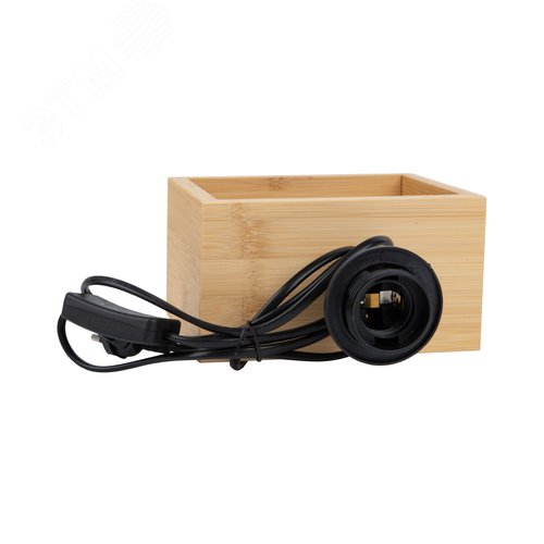 Светильник настольный UML-B401 E27 LIGHT GREY/WOOD декоративный под лампу Е27, 40W. Механический выключатель. Светло-серый. - фото 4