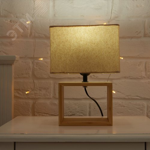 Светильник настольный UML-B401 E27 LIGHT GREY/WOOD декоративный под лампу Е27, 40W. Механический выключатель. Светло-серый. - фото 9