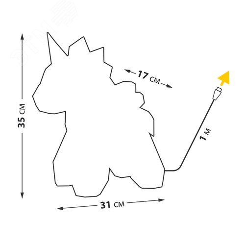 Светильник декоративный Единорог с USB проводом 60 светодиодов RGB свет радужный цвет корпуса ULD-R503 USB/RGB UNICORN - фото 4