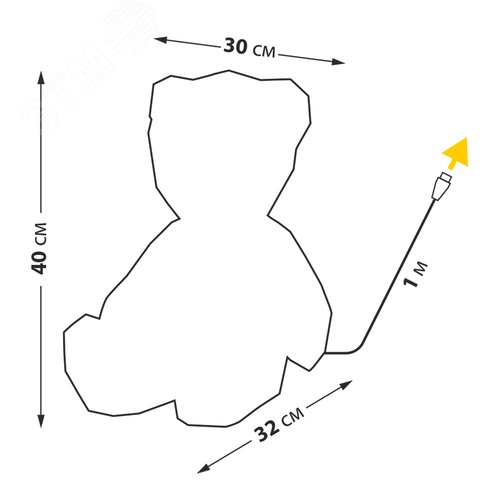 Светильник декоративный Мишка с USB проводом 80 светодиодов RGB свет радужный цвет корпуса ULD-R504 USB/RGB BEAR - фото 4