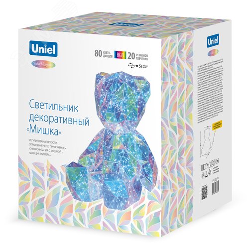 Светильник декоративный Мишка с USB проводом 80 светодиодов RGB свет радужный цвет корпуса ULD-R504 USB/RGB BEAR - фото 5