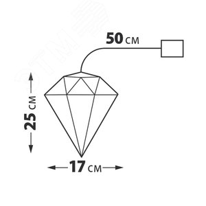 Светильник декоративный Брильянт на батарейках 3АА не в комплекте 100 светодиодов белый свет цвет корпуса радужный ТМ ULD-R507 3АА DIAMOND - фото 3