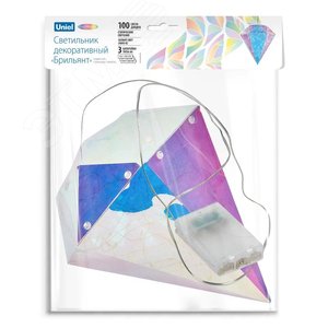 Светильник декоративный Брильянт на батарейках 3АА не в комплекте 100 светодиодов белый свет цвет корпуса радужный ТМ ULD-R507 3АА DIAMOND - фото 4