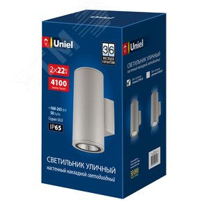 Светильник светодиодный уличный ДБУ-2х22вт ULU-S22D-2x22W/2700K IP65 LIGHT GREY Архитектурный накладной теплый - фото 2