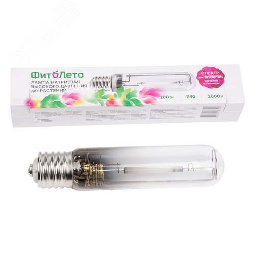 Лампа натриевая высокого давления для растений Форма T прозрачная 100 Вт Цоколь Е40 Теплый белый свет 2000К + спектр для фотосинтеза Картон ТМ ФитоЛето HSL-T48-100/2000K/E40/CL PLANT - фото 4