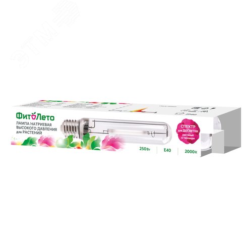 Лампа натриевая высокого давления для растений Форма T прозрачная 250 Вт Цоколь Е40 Теплый белый свет 2000К + спектр для фотосинтеза Картон ТМ ФитоЛето HSL-T48-250/2000K/E40/CL PLANT - фото 7