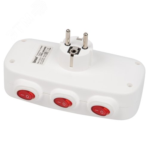 Разветвитель сетевой S-GES3-16OB WHITE с выключателем, с/з. 3 гнезда. 16А, 3500Вт. Белый - фото 4
