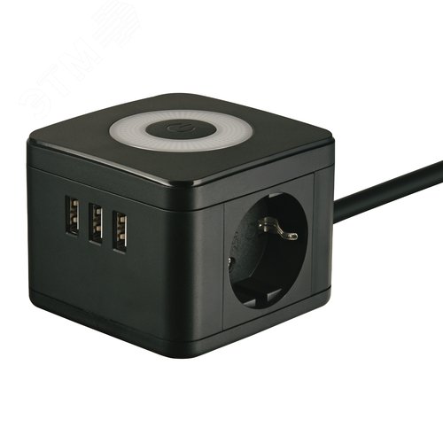 Изображение товара Удлинитель Standard с заземлением шнур 1,5м 2 гнезда 3 USB 16А черный ТМ S-GCD2-1,5SBU BLACK (шт)