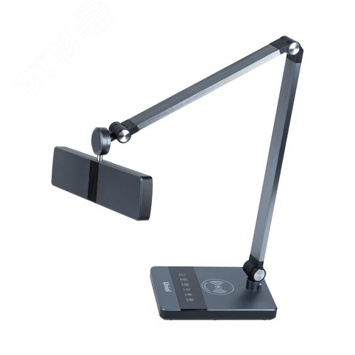Светильник настольный светодиодный с беспроводной зарядкой телефонов.UЛм-D110 15W-3000-6500K-DIM BLACK Сенсорный выключатель. Диммер. черный - фото 2