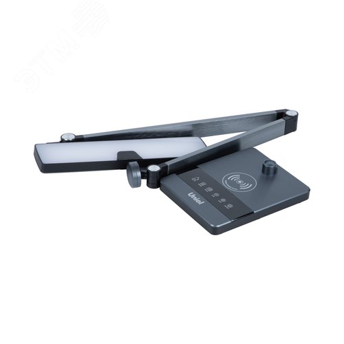 Светильник настольный светодиодный с беспроводной зарядкой телефонов.UЛм-D110 15W-3000-6500K-DIM BLACK Сенсорный выключатель. Диммер. черный - фото 4