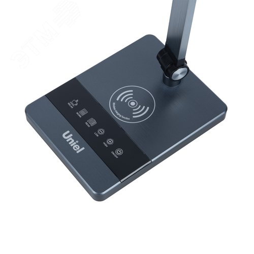 Светильник настольный светодиодный с беспроводной зарядкой телефонов.UЛм-D110 15W-3000-6500K-DIM BLACK Сенсорный выключатель. Диммер. черный - фото 5