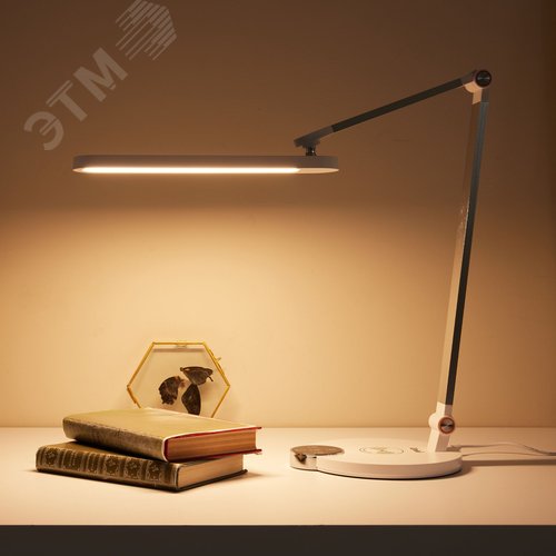 Светильник настольный светодиодный с беспроводной зарядкой телефонов. ULM-D113 18W-3000-6000K-DIM WHITE Сенсорный выключатель. Диммер. Белый. - фото 14