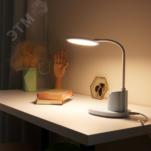 Светильник настольный светодиодный с подставкой под телефон и канцелярские принадлежности. ULM-D150 15W-3000-6500K-DIM BLUE С ночной подсветкой. Сенсорный выключатель. Диммер. Голубой. - фото 13