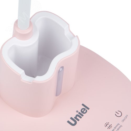 Светильник настольный светодиодный с подставкой под телефон и канцелярские принадлежности. С ночной подсветкой. UЛм-D150 15W-3000-6500K-DIM PINK Сенсорный выключатель. Диммер. Розовый - фото 6