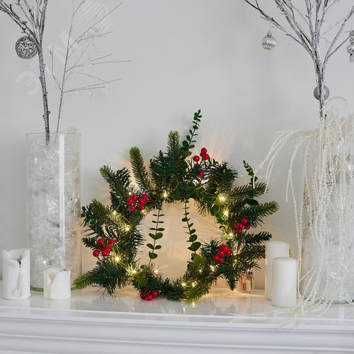 Украшение светодиодное Венок на батарейках 3АА не в комплекте 40х40см 20 светодиодов теплый белый свет WARM WHITE IP20 WREATH - фото 5