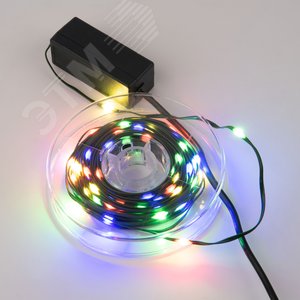 Гирлянда светодиодная Полоса 10 м 100 светодиодов Разноцветный свет зеленый провод ULD-S1000-100/DGA MULTI IP20 DEW BAND ТМ - фото 1