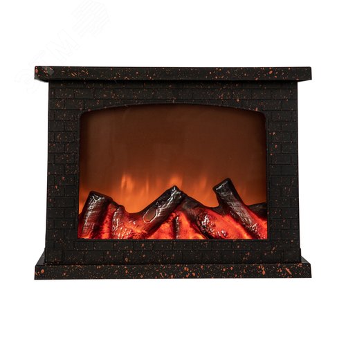 Светильник светодиодный Камин с эффектом пламени питание от батареек 3АА не в комплекте или USB в комплекте 28х21см 5 светодиодов Корпус черный TM ULD-L2821-005/DNC/RED BLACK FIREPLACE - фото 2