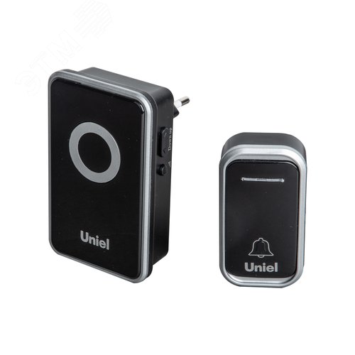 Изображение товара Звонок электронный, 220В радиус действия 150 м, черный с серебристым UDB-094W-R1T1-38S-BL/SL (шт)