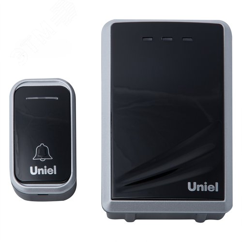 Изображение товара Звонок беспроводной радиус действия 150 м, черный с серебристым UDB-017W-R1T1-38S-150M-BL/SL (шт)