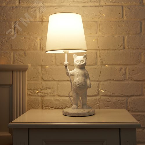 Светильник UML-B465 E14 WHITE настольный декоративный ''Кот'', под лампу Е14, 40W. Механический выключатель. белый - фото 10